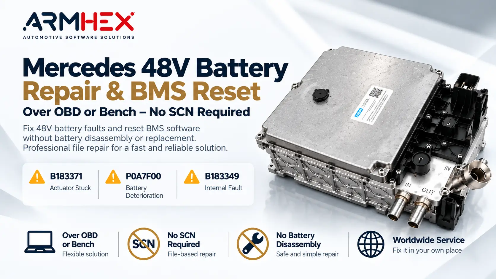 Mercedes 48V lithium-ion battery module repair - ARMHEX