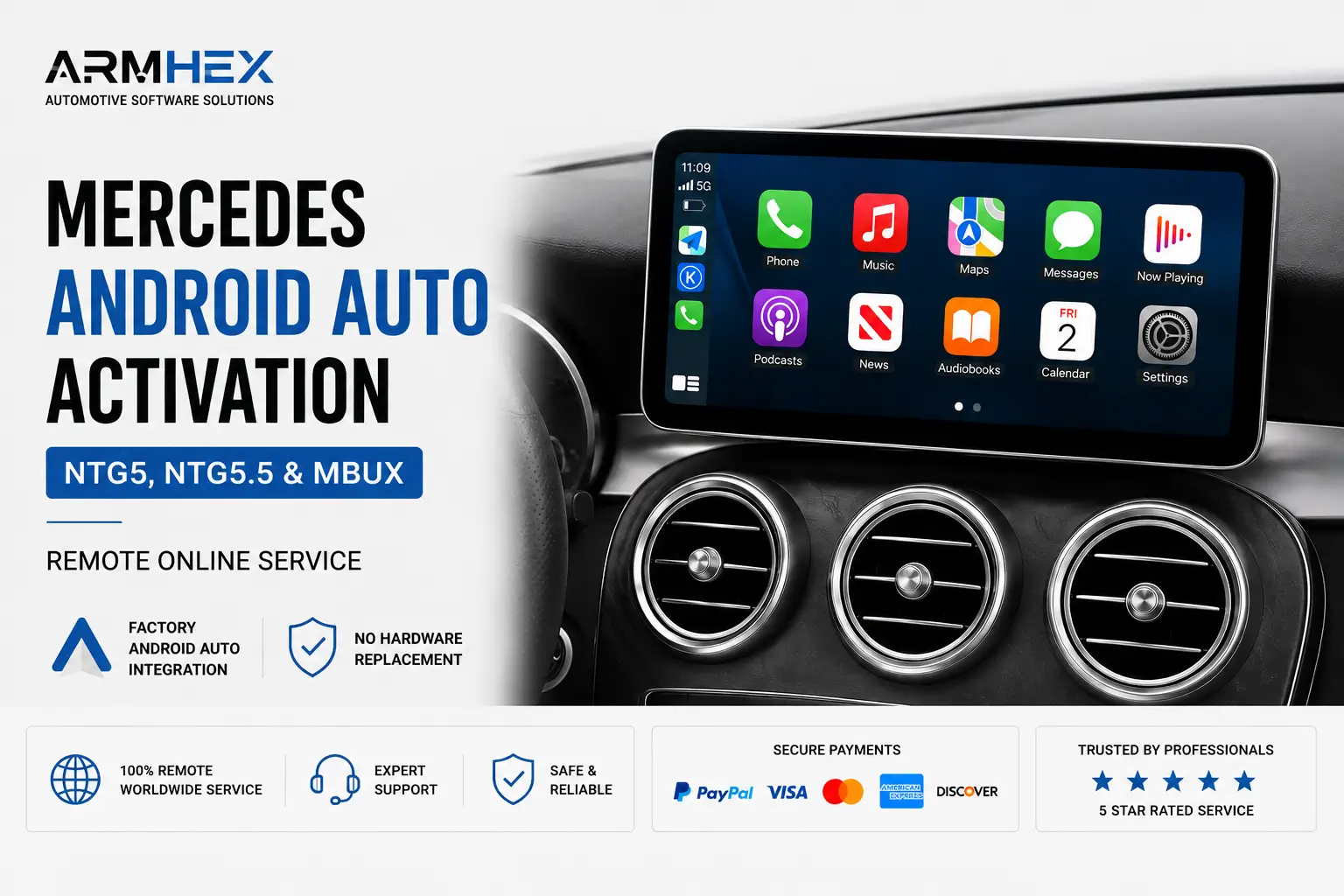 Mercedes Android Auto Activation for NTG5, NTG5.5 & MBUX Remote Service - ARMHEX