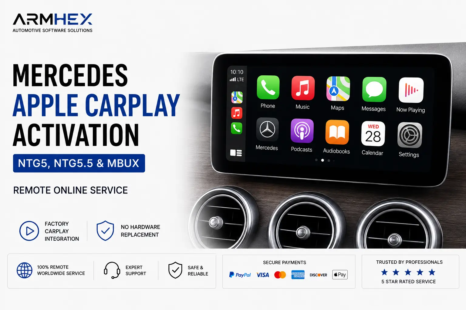 Mercedes Apple CarPlay Activation for NTG5, NTG5.5 & MBUX Remote Service - ARMHEX