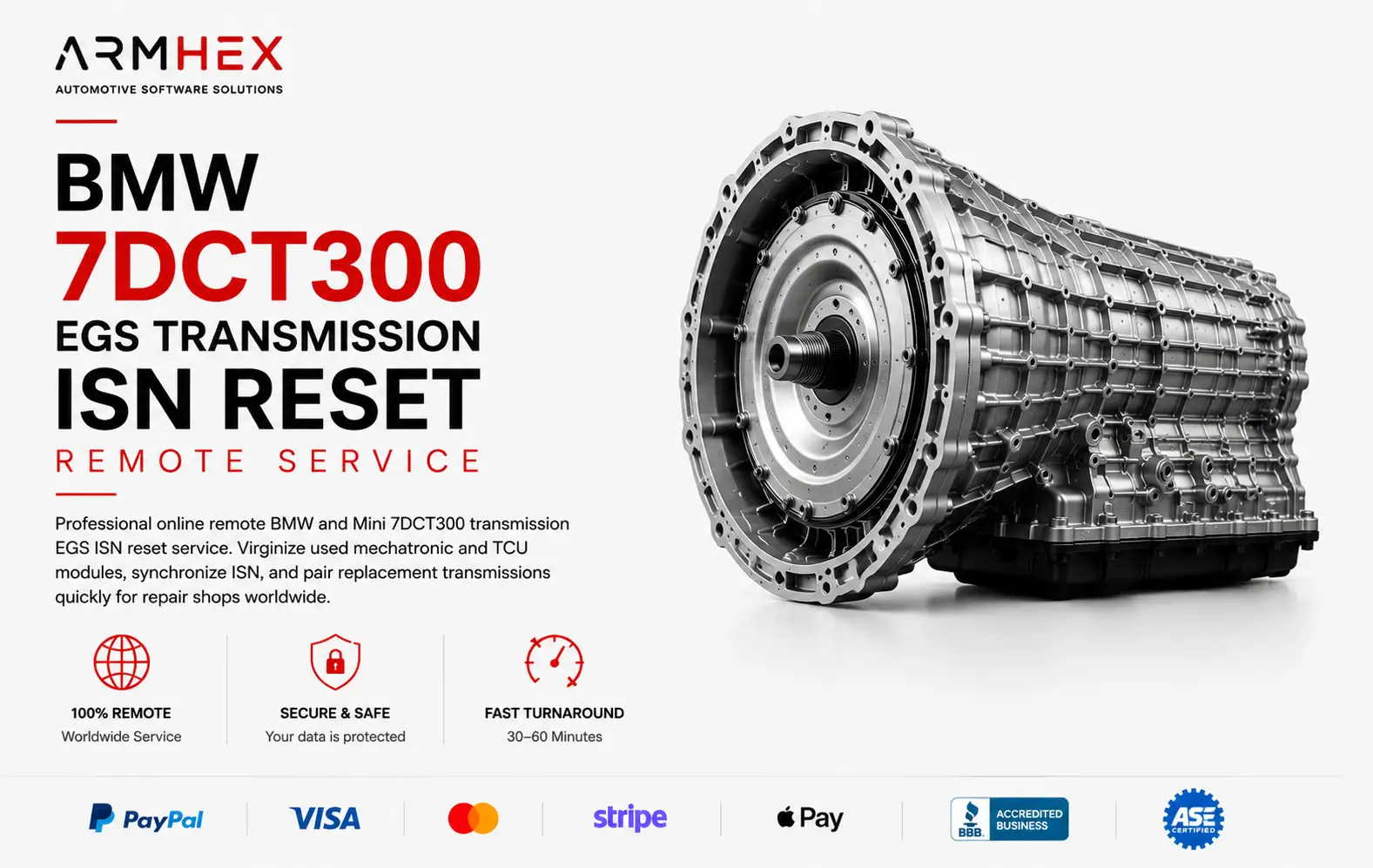 BMW 7DCT300 Dual Clutch ISN EWS Reset - ARMHEX