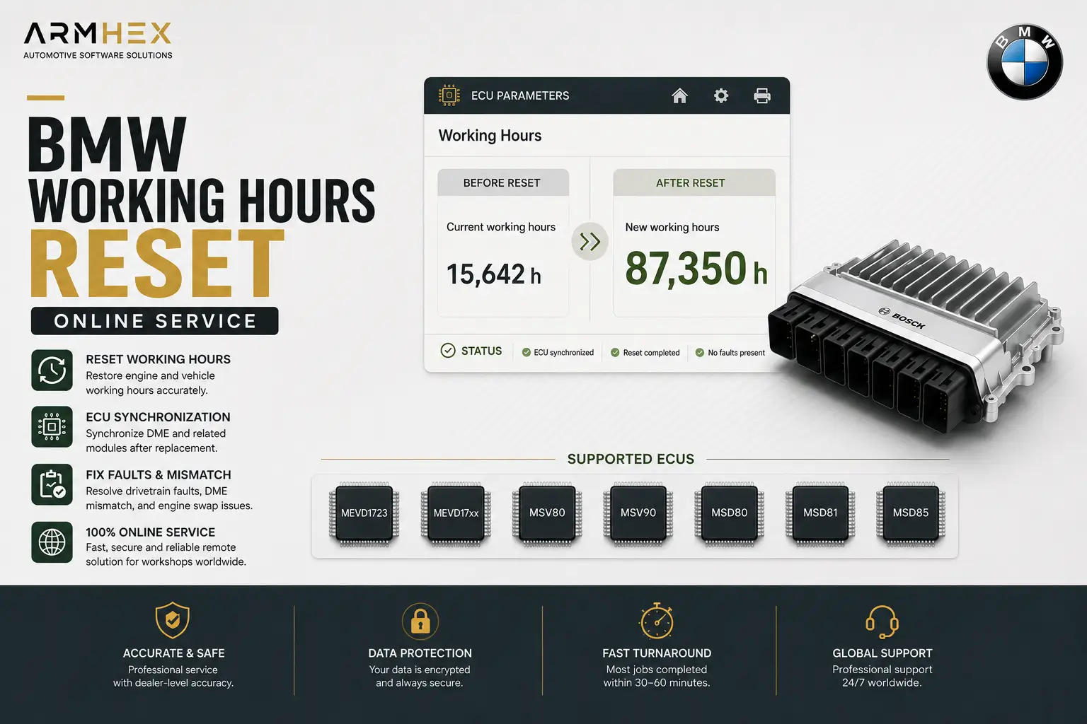 BMW DME ECU Working Hours Reset - ARMHEX
