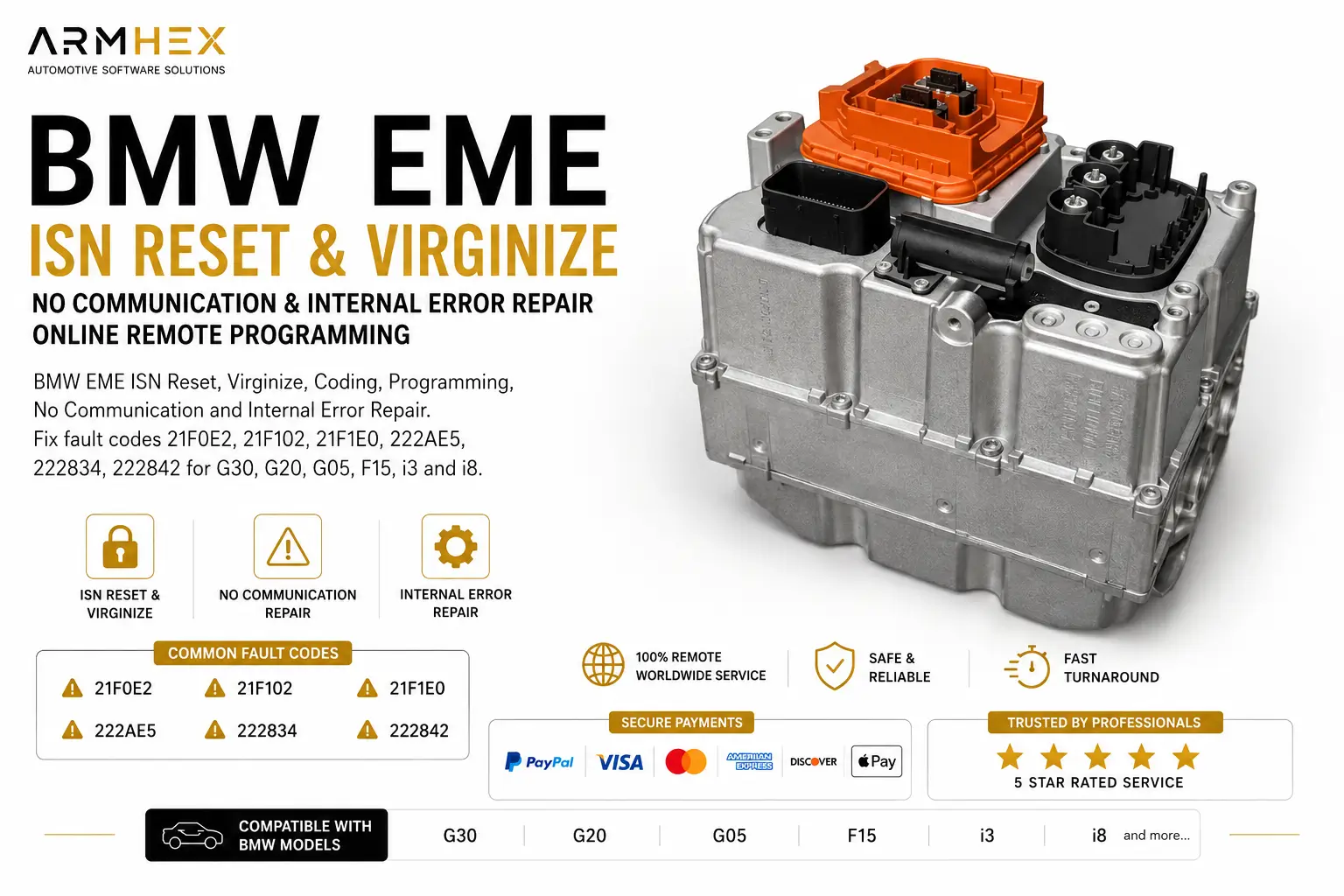 BMW EME ISN Reset via OBD – G30 G05 Remote Programming Coding - ARMHEX
